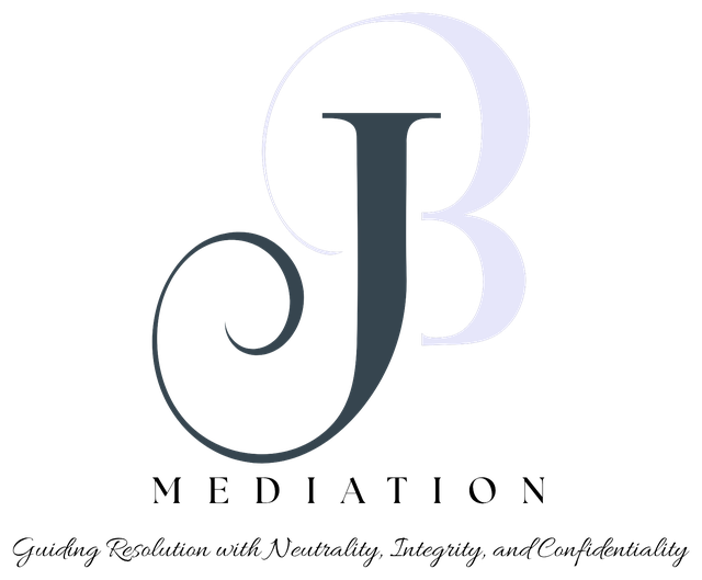 JB Mediation logo: JB monogram with the words Guiding Resolution with Neutrality, Integrity, and Confidentiality